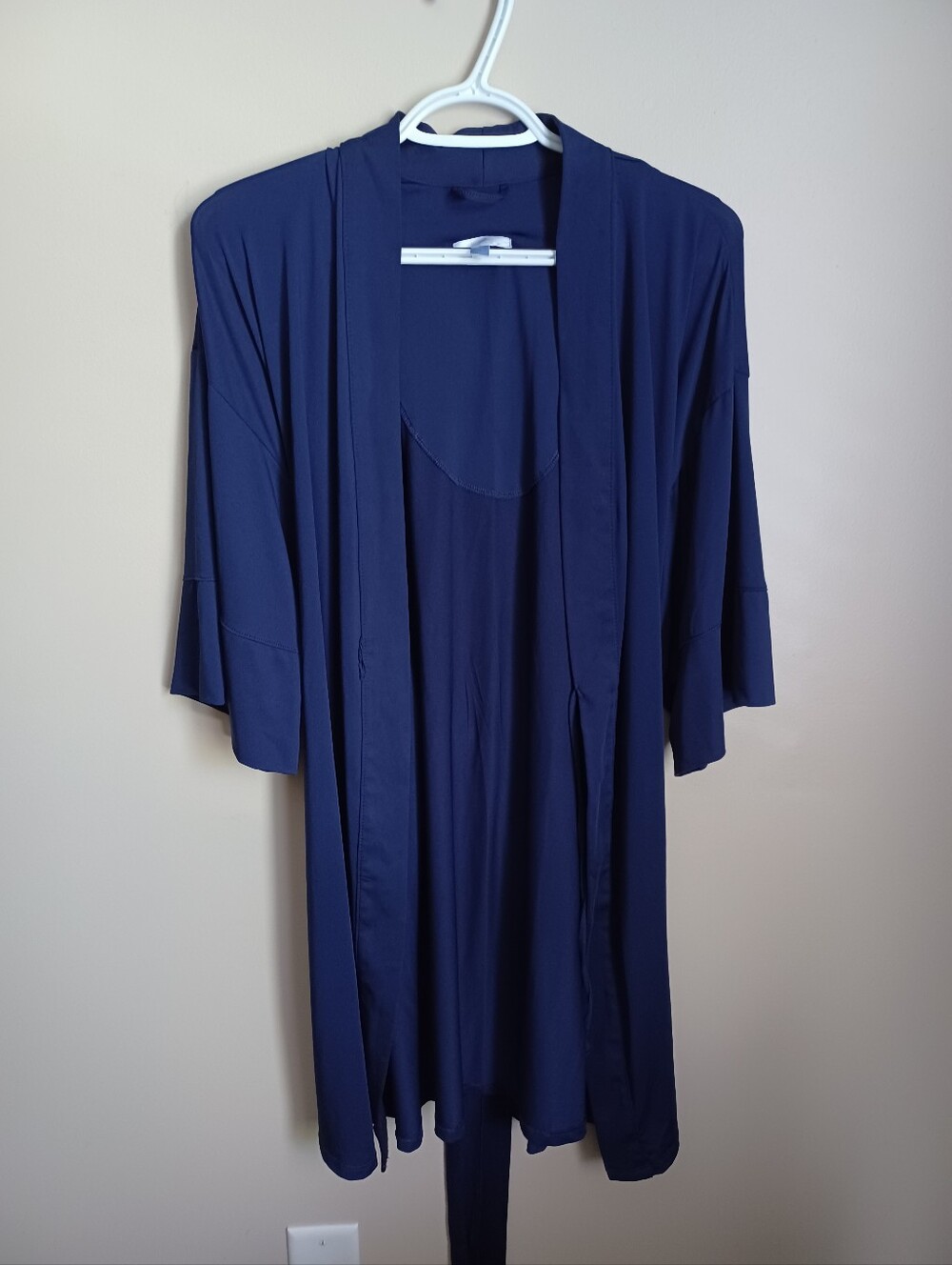 Women's Size S Secret Treasures Dark Blue Polyester Spandex Lightweight Robe